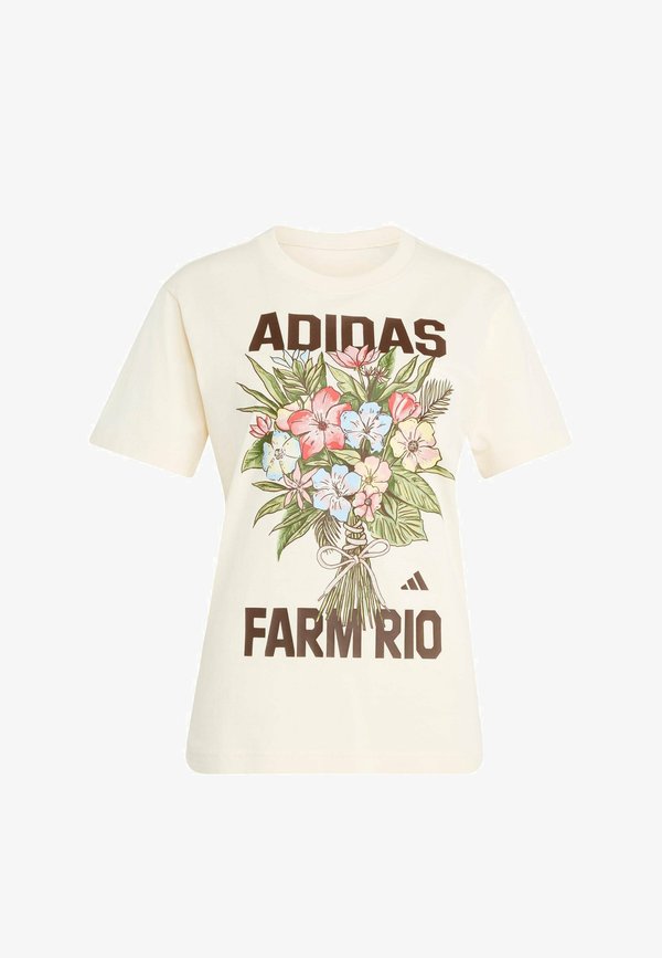 adidas Sportswear ADIDAS SPORTSWEAR ADIDAS X FARM RIO GRAPHIC T-SHIRT - Print T-shirt - ecru tint   shadow brown   multicolor