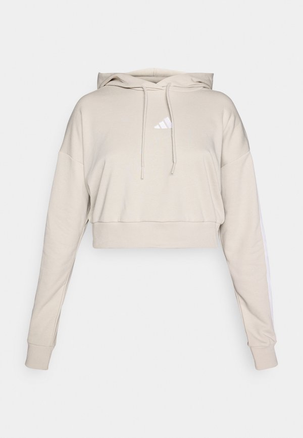 adidas Sportswear ESSENTIALS 3 STRIPES FRENCH TERRY CROPPED - Hoodie - alumina/white