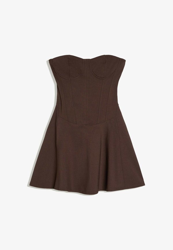 Bershka OFF-THE-SHOULDER - MINI DRESS - Day dress - brown