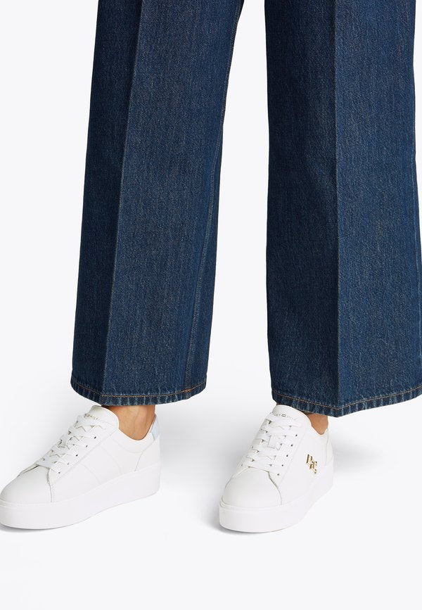 Tommy Hilfiger TH MONOGRAM LEATHER PLATFORM COURT TRAINERS
