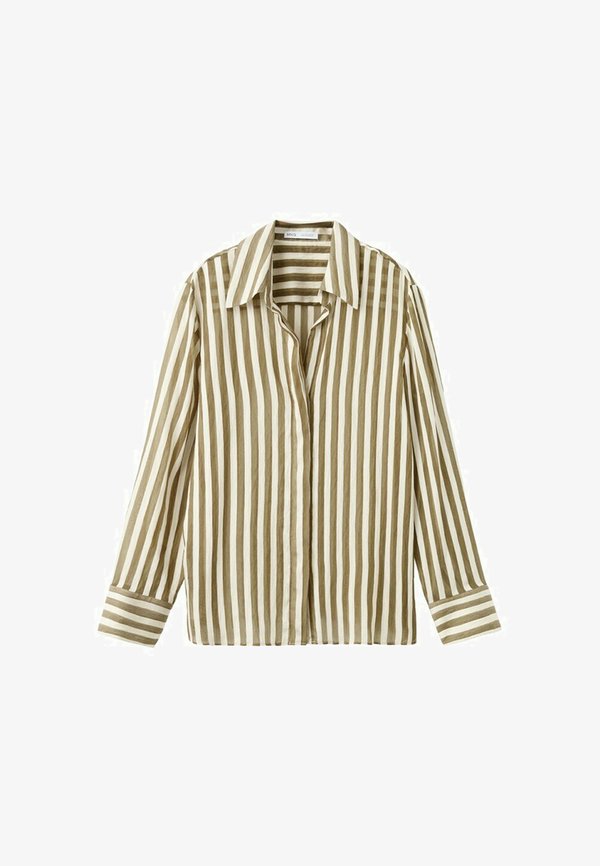 Mango ADULT - Button-down blouse - khaki white