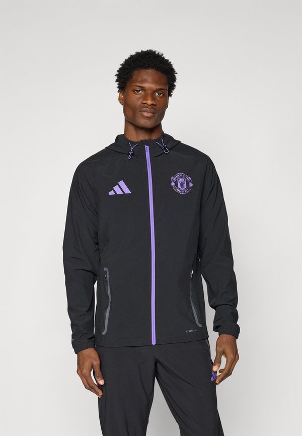 adidas Performance MANCHESTER UNITED TIRO25 COMPETITION VIS TECH TRAVEL JACKET - Club wear - black/purple rush