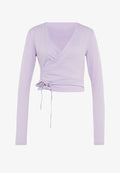 adidas Performance 3 STRIPES STUDIO SOFT BALLET WRAP TOP - Long sleeved top - powder plum   pure lemon