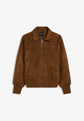 Bershka SUEDE - Faux leather jacket - dark green