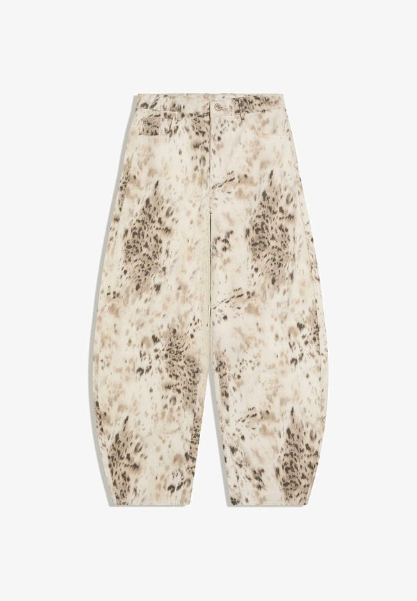 Bershka BARREL-PRINT - Wide Leg - brown