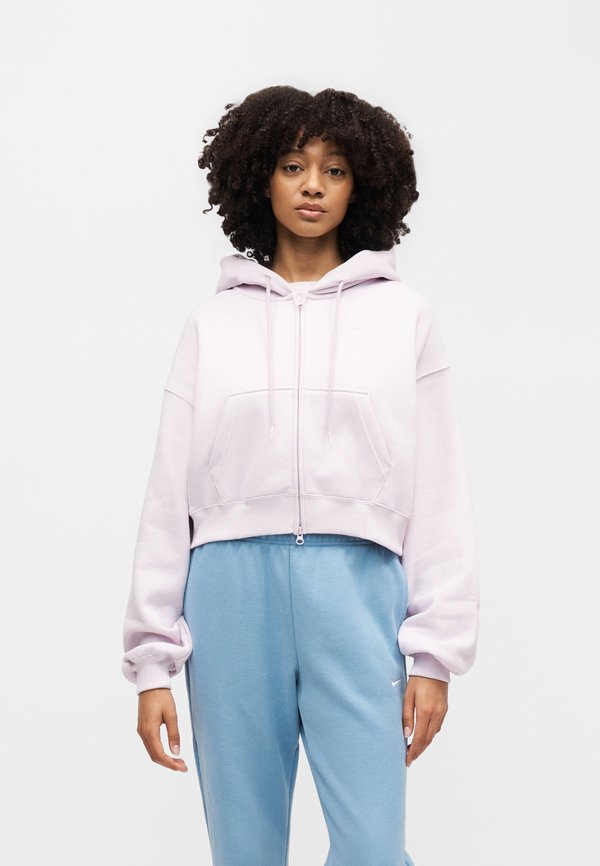 Nike Sportswear STUDIO FLEECE MEDIUM WEIGHT OVERSIZED FULL-ZIP CROPPED HOODIE - Zip-up sweatshirt - bleached lilac/sail