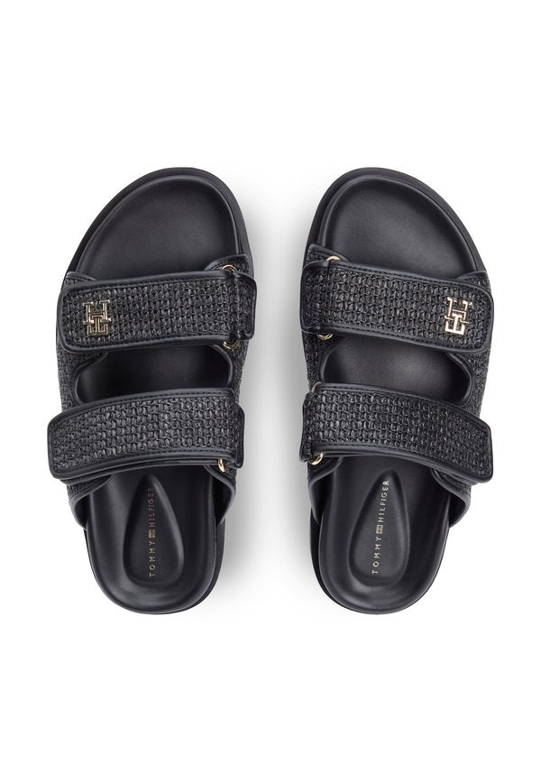 Tommy Hilfiger RAFFIA TH MONOGRAM DOUBLE STRAP SANDALS