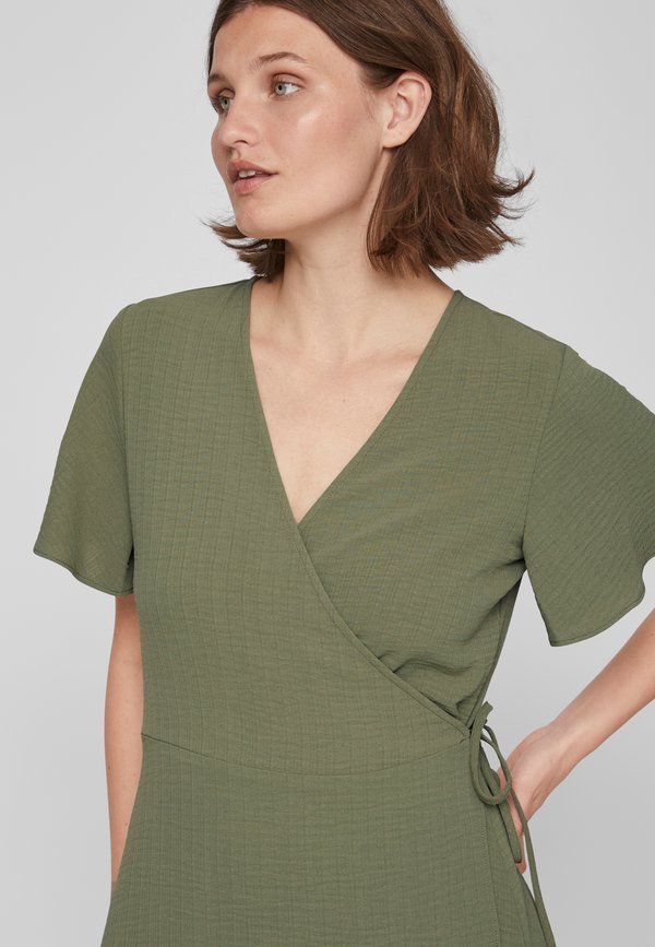 VILA VILOVIE S/S WRAP MIDI DRESS - NOOS