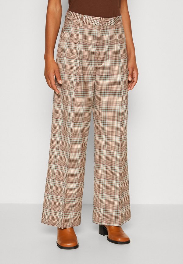 Scotch & Soda ROSE PLEATED HIGH RISE WIDE LEG CHECK PANT