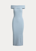 Lauren Ralph Lauren STRIPED OFF-THE-SHOULDER MIDI DRESS