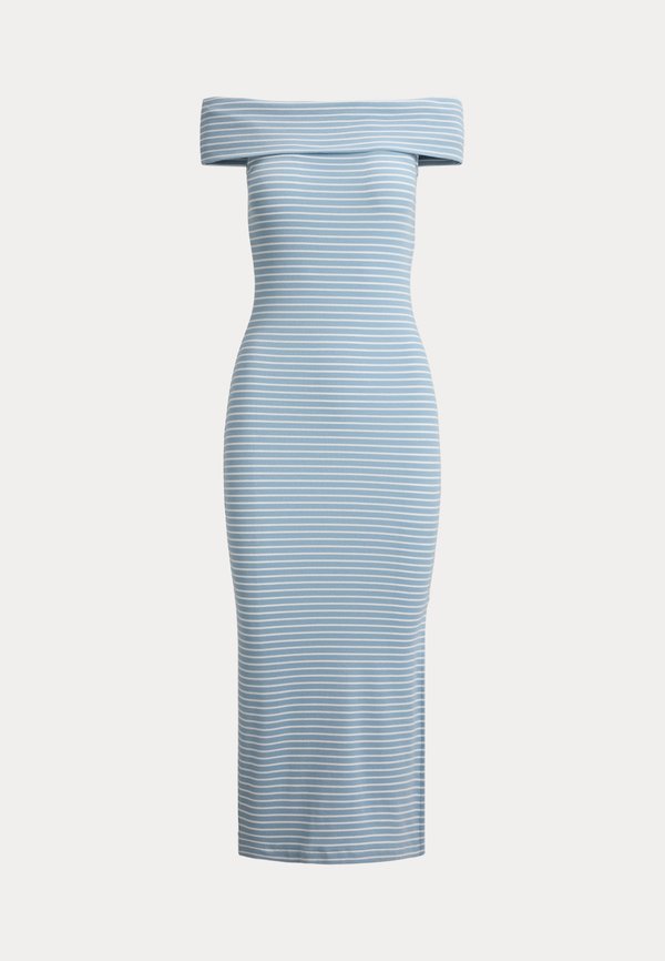 Lauren Ralph Lauren STRIPED OFF-THE-SHOULDER MIDI DRESS
