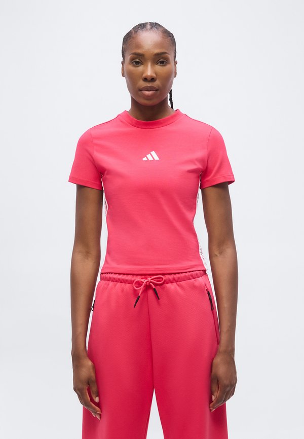 adidas Sportswear ESSENTIALS 3 STRIPES SLIM BABY  - Print T-shirt - power pink/white