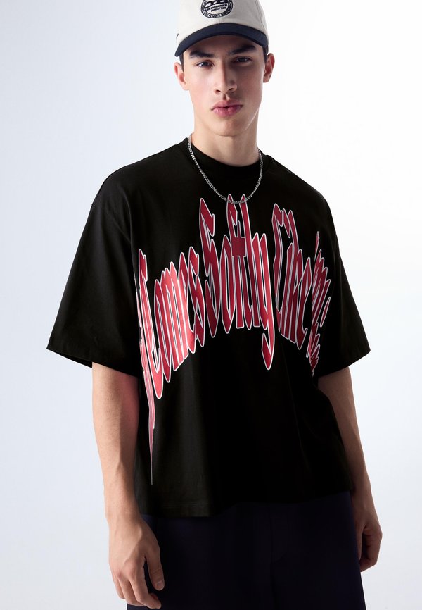 Bershka ILUSTRATION RELAX - TSHIRT - Print T-shirt - black