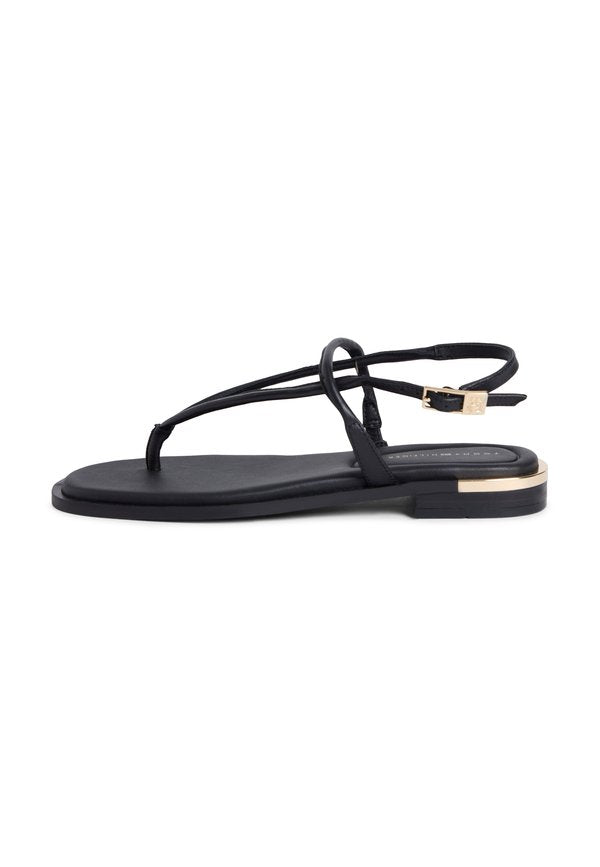 Tommy Hilfiger LEATHER TH MONOGRAM GOLD-TONE HEEL SANDALS