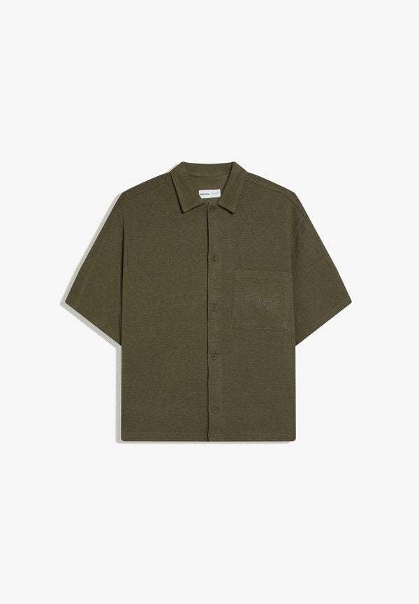 Bershka WAFFLE - SHIRT - Shirt - khaki