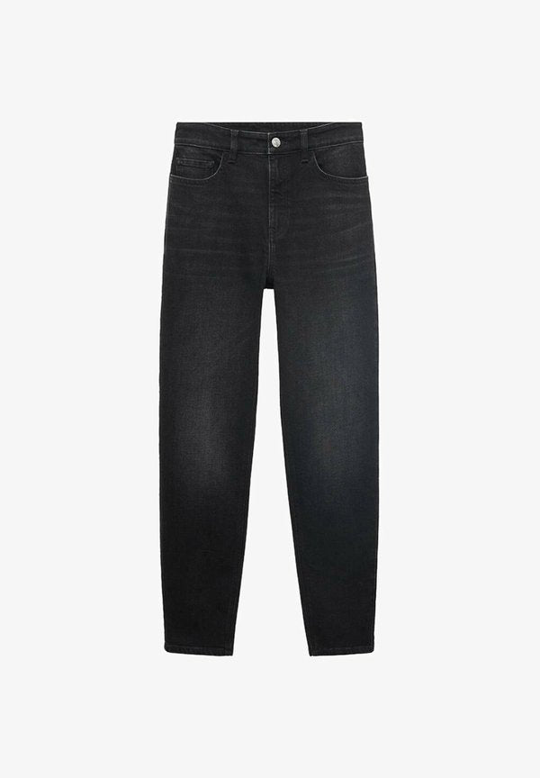 Mango COMFORT HIGH-RISE - Mom Jeans - black denim
