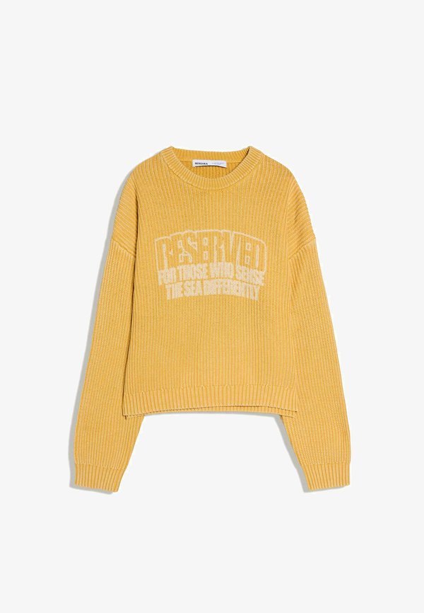 Bershka WASHED BOXY ROUND NECK - Jumper - yellow