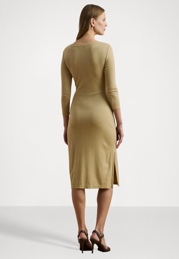 Lauren Ralph Lauren TIE-FRONT COTTON-BLEND CREWNECK DRESS