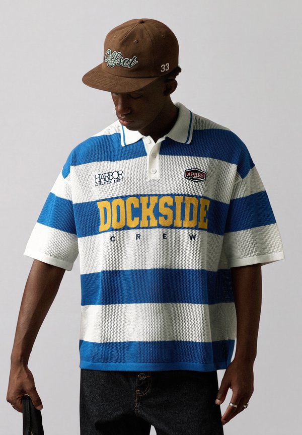 Bershka STRIPED - POLO - Polo shirt - blue