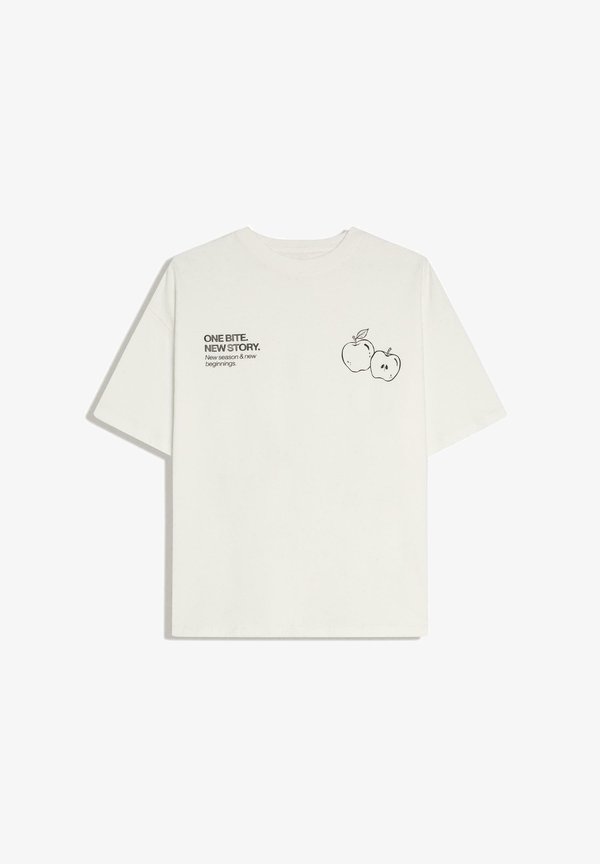 Bershka SHORT SLEEVE - Print T-shirt - white