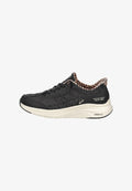 Skechers CONTOUR FOAM - Trainers - black cozypoly/duraleather/leather/leopard trim