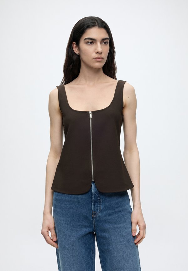 Calvin Klein TAILORED KNIT - Blouse - chocolate torte
