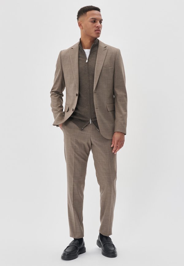 Matinique MALAS - WOOL BLEND SUIT PANTS - BELT STRAPS - STRAIGHT LEG