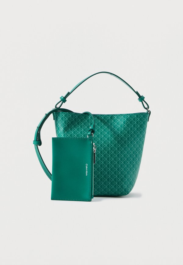 Calvin Klein EMBLEM BUCKET CROSSBODY SET - Handbag - enchanted forest