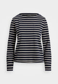 Lauren Ralph Lauren STRIPED JERSEY SNAP-TRIM BOATNECK TOP