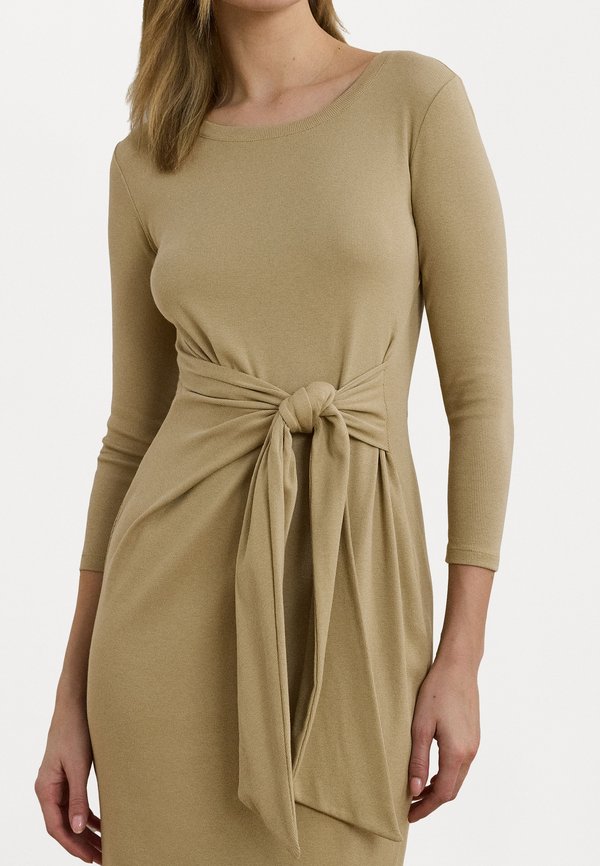 Lauren Ralph Lauren Petite TIE FRONT COTTON BLEND CREWNECK DRESS