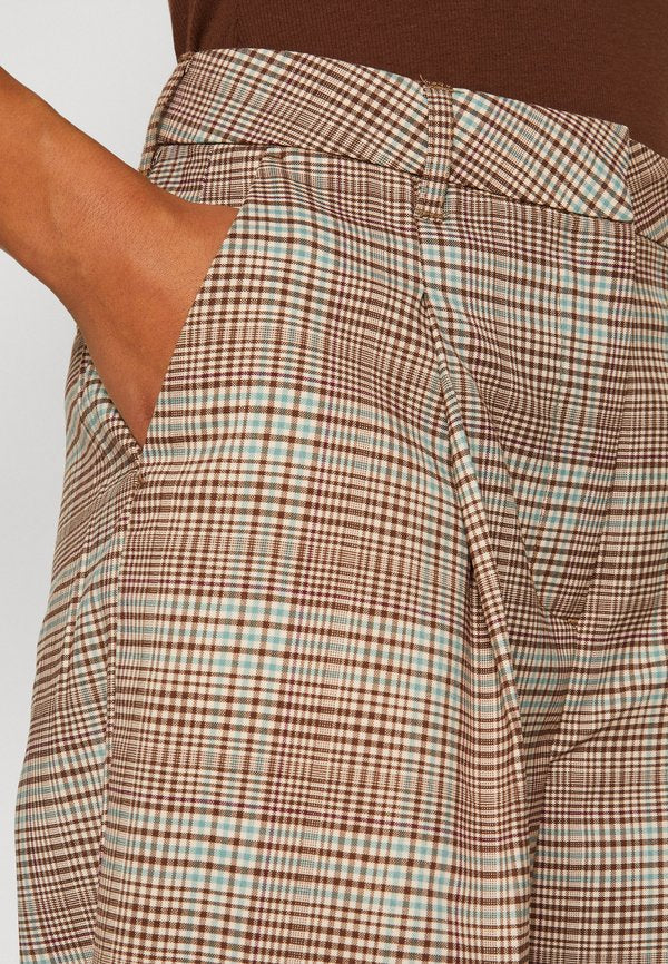 Scotch & Soda ROSE PLEATED HIGH RISE WIDE LEG CHECK PANT