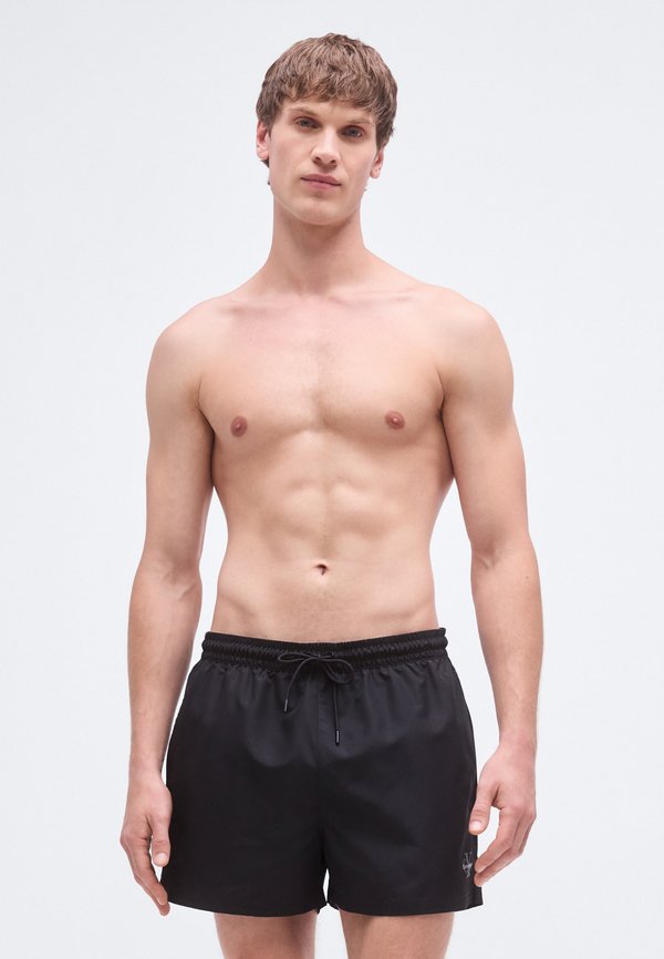 Calvin Klein Swimwear DRAWSTRING WAISTBAND GRAPHIC MONOGRAM - Swimming shorts - black
