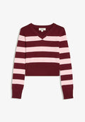 Bershka EMBROIDERED V-NECK JUMPER - Jumper - dark red