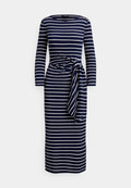 Lauren Ralph Lauren STRIPED TIE FRONT COTTON BLEND DRESS