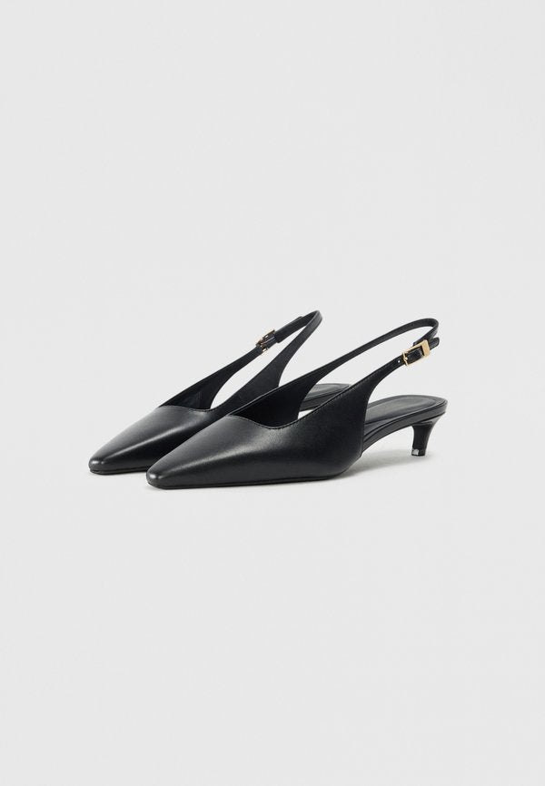 Tommy Hilfiger TH MONOGRAM LEATHER SLINGBACK KITTEN HEELS
