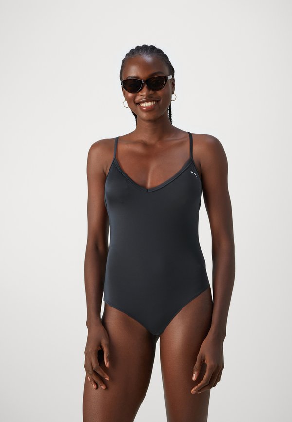 Puma SWIM WOMEN V-NECK CROSSBACK SWIMSUIT - Swimsuit - black