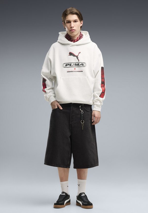 Puma PUMA SPORT BOXY GRAPHIC FLEECE HOODIE - Hoodie - white glow heather