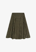 Bershka CHECKED FULL MIDI - A-line skirt - khaki