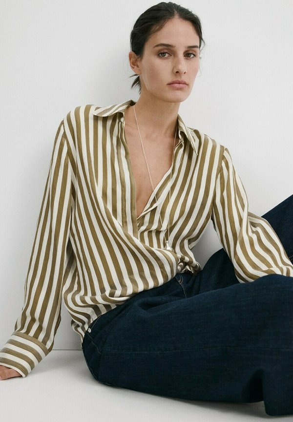 Mango ADULT - Button-down blouse - khaki white