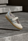 adidas Originals LIBERTY LONDON SAMBA JANE BALLERINA - Ankle strap ballet pumps - chalk pearl/silver-coloured metallic/chalk white