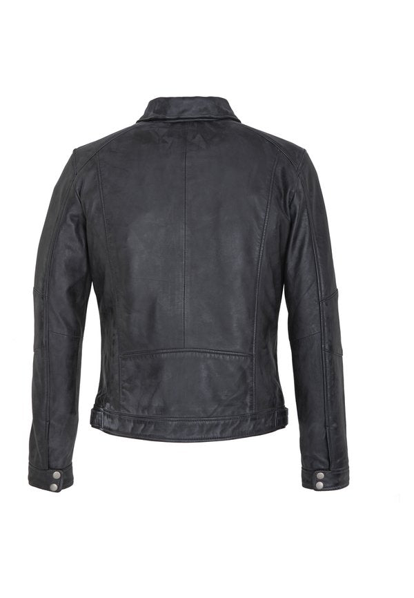 Lee Cooper LEATHER JACKET WITH COLLAR SHIRT - 2 SPLIT SIDE POCKETS -