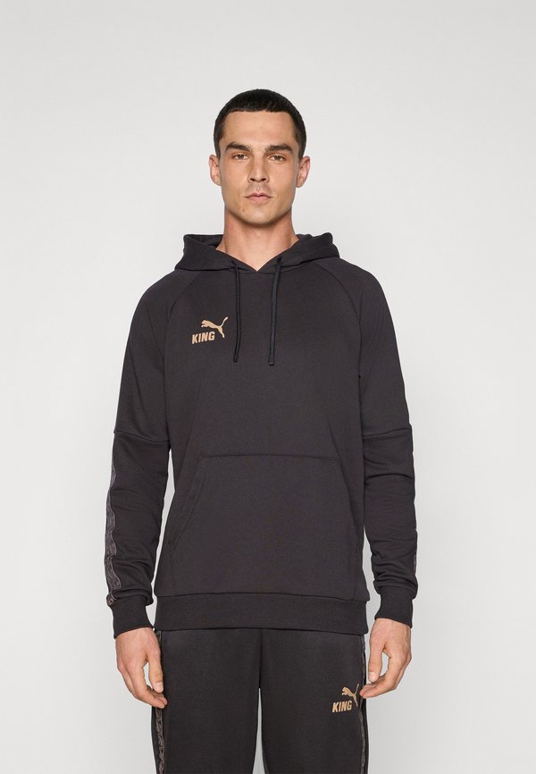 Puma KING HOODIE - Hoodie - black/matte gold-coloured/white