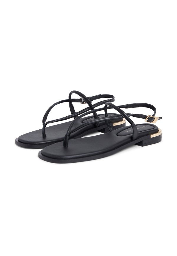 Tommy Hilfiger LEATHER TH MONOGRAM GOLD-TONE HEEL SANDALS