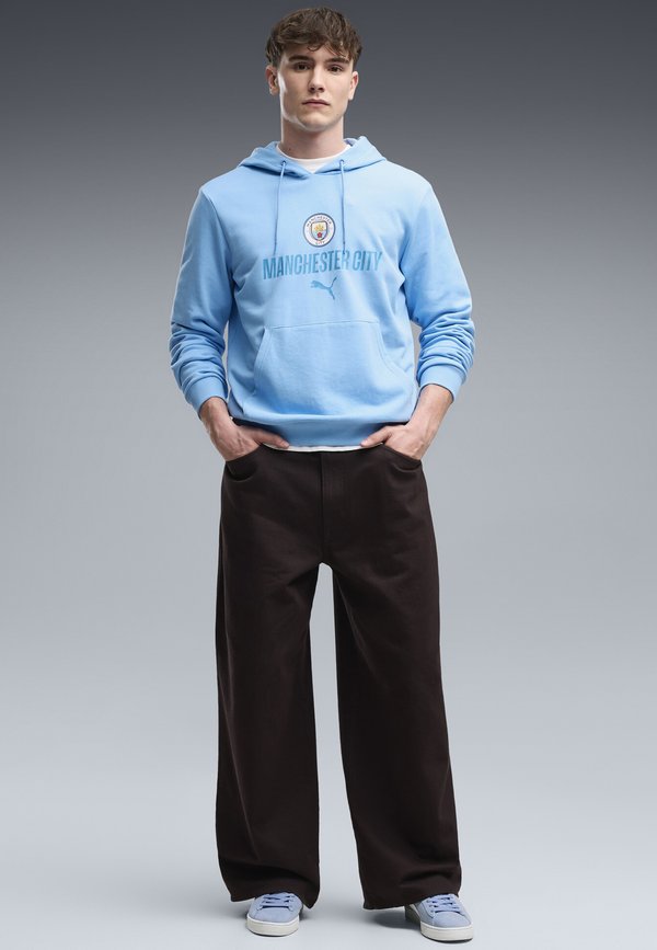 Puma MANCHESTER CITY FTBLCULTURE HOODIE - Club wear - team light blue-dewdrop
