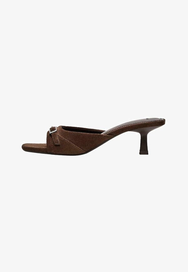 Bershka WITH BUCKLE  - Heeled mules - brown