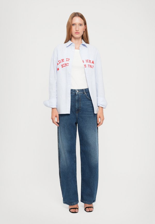 Fiorucci WOMEN'S MADE IN HEAVEN PRINT LIGHT BLUE STRIPED SHIRT