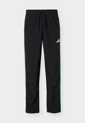 adidas Sportswear ESSENTIALS 3 STRIIPES WOVEN OPEN HEM - Tracksuit bottoms - black/team dark green/white/better scarlet