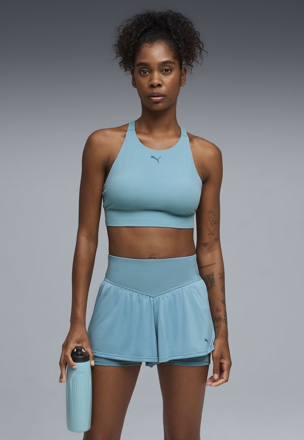 Puma SHAPELUXE HIGH NECK BRA - MID - Medium support sports bra - baltic sea blue