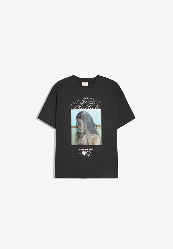 Bershka MADISON BEER T-SHIRT - Print T-shirt - dark grey