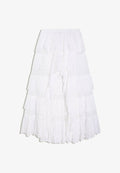 Bershka ASYMMETRIC SKIRT WITH RUFFLES - Maxi skirt - white